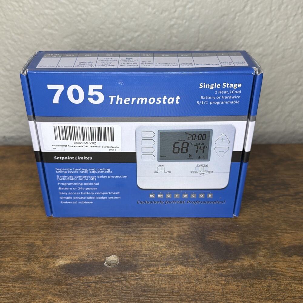 705 Programmable Thermostat 1 Heat 1 Cool Single Stage HVAC New